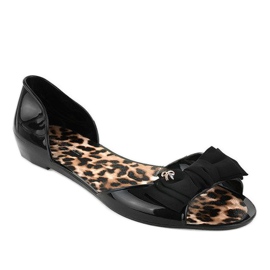 Schwarze Melissen-Gummiballerinas mit Schleife DD506-1