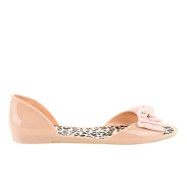 Beige Melissen-Gummiballerinas mit Schleife DD506-2