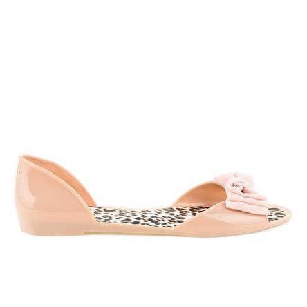 Beige Melissen-Gummiballerinas mit Schleife DD506-2