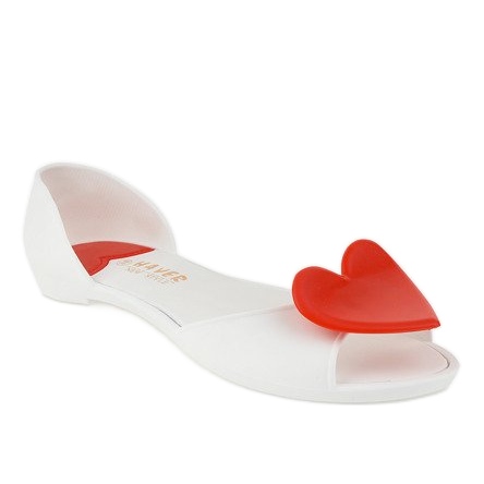 Weiße Melissen-Gummiballerinas mit Herz KM121-15