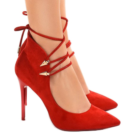 Rote Pumps an einer gebundenen Anstecknadel 6251-P