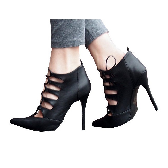 Reich verzierte hohe Sandalen 11033-1 schwarz