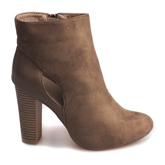 Wildlederstiefeletten auf einer Säule mit Reißverschluss T-10 Beige