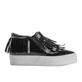 Lackierte Sneakers On Wedge KB-SQ-077 Schwarz