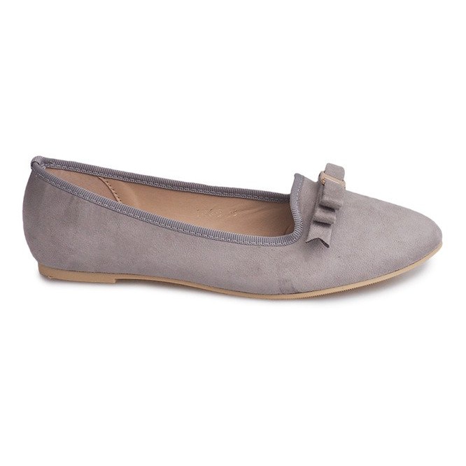 Wildleder Ballerinas mit Schleife 1188-5 Grau