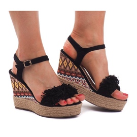 Keilsandalen Espadrilles FY8288 Schwarz