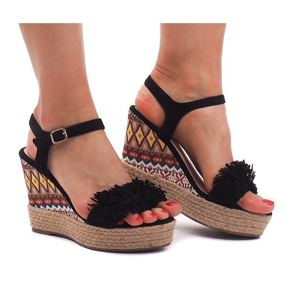 Keilsandalen Espadrilles FY8288 Schwarz