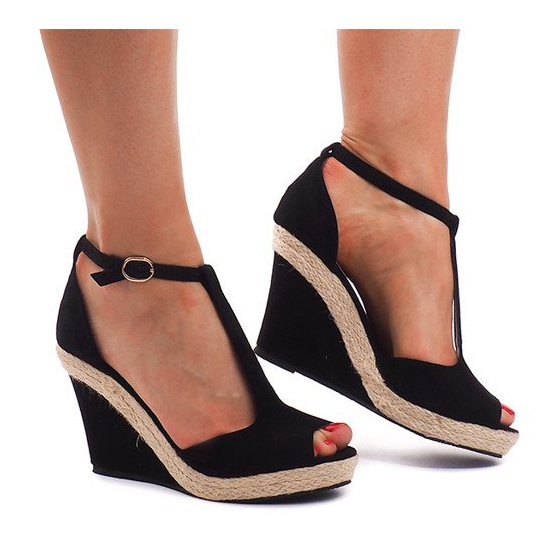 Keilsandalen Espadrilles 8302 Schwarz