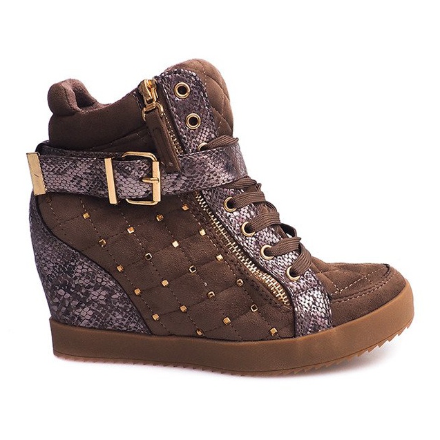 Sneakers mit Keilabsatz 6227-Y Khaki mehrfarbig grün