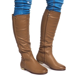 Hohe warme Stiefel TL12865-18 Khaki mehrfarbig grün