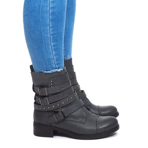 Warme Stiefel mit Schnalle M172 Grau