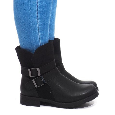 Warme Stiefel mit Schnalle B0-178 Schwarz