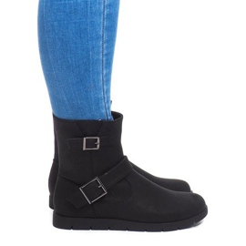 Warme Stiefel mit Schnalle B9813 Schwarz