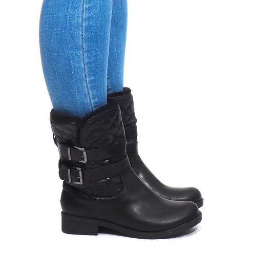 Warme Stiefel mit Schnalle 5673-1 Schwarz