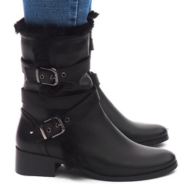 Warme Stiefel mit Schnalle 3140 Schwarz