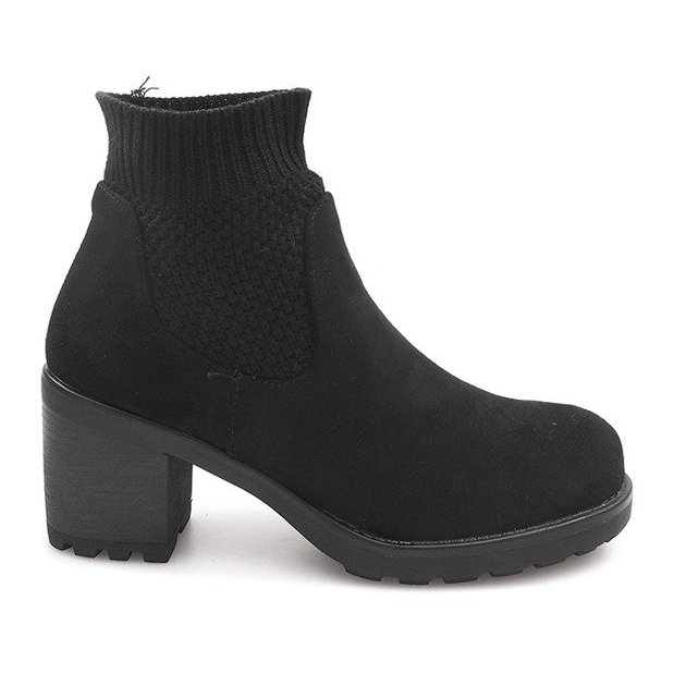 Warme Stiefel auf einer Ferse Socke D2130 Schwarz