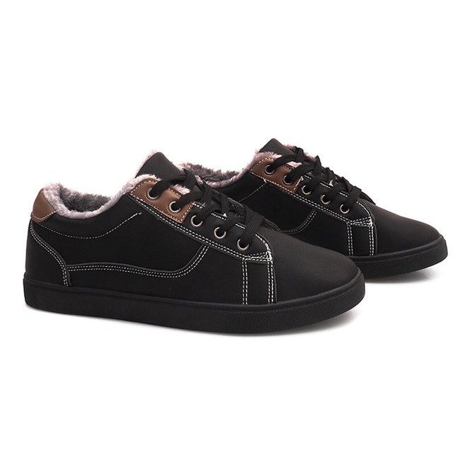Warme Sneakers mit Fell E754M-1 Schwarz