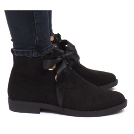 Wildleder Booties und Schleifen C-15 Schwarz