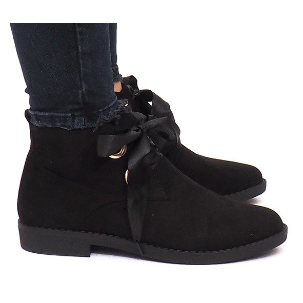 Wildleder Booties und Schleifen C-15 Schwarz