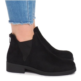 Wildlederstiefel mit Gummiband 8203Y Schwarz