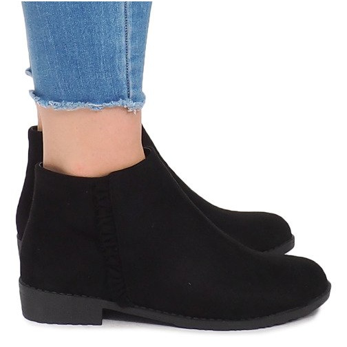 Wildleder Booties mit Reißverschlüssen 99-387 Schwarz