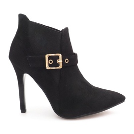 Stiefel mit hohem Absatz Wildleder PK097 Schwarz