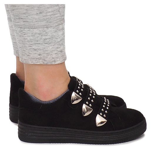 Sneakers mit Klettverschluss mit Pailletten AB-3 Schwarz
