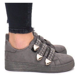 Sneakers mit Klettverschluss mit Pailletten AB-3 Grau