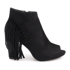 Open Toe Boots On A Post 1526-1 Schwarz