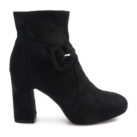 Wildleder Booties auf einem Post Black LS5006 schwarz