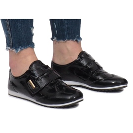 Schwarze Brogues mit Klettverschluss Denise
