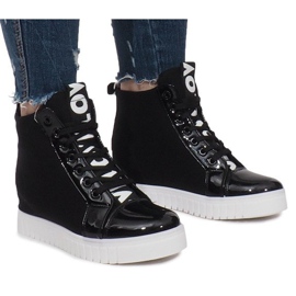 Schwarze Sneakers mit Keilabsatz aus Stoff Love