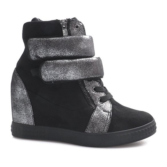 Schwarze Wildleder-Sneaker mit Klettverschluss von Amelia