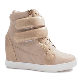 Beige Wildleder-Sneakers mit Klettverschluss Amelia