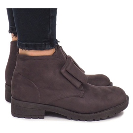 Wildleder Booties und Schleifen FA162 Grau