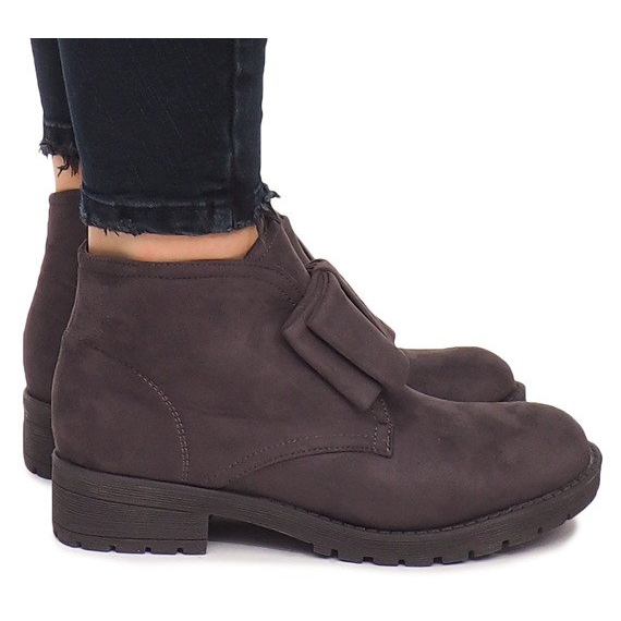 Wildleder Booties und Schleifen FA162 Grau