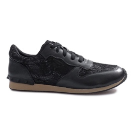Schwarze Sneakers mit Spitze Lou