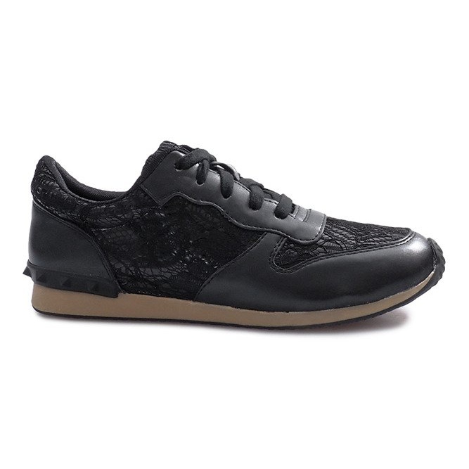Schwarze Sneakers mit Spitze Lou