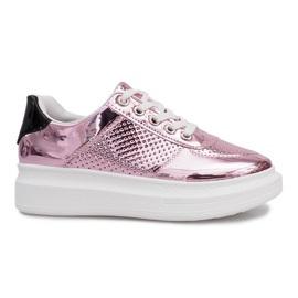Adele Pink lackierte durchbrochene Sneakers schwarz rosa