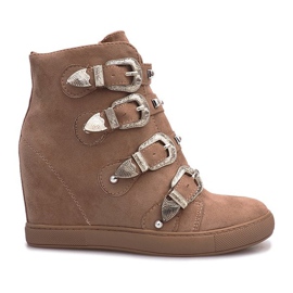 Rosa Wildleder-Sneaker mit Maya-Schnallen braun