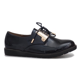 Marineblau lackierte Schuhe Rose