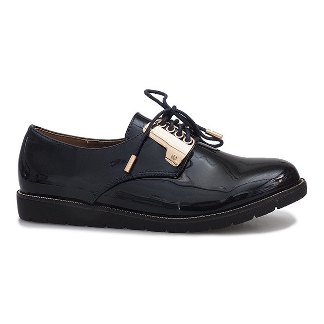 Marineblau lackierte Schuhe Rose navy blau