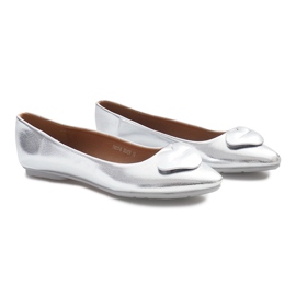 Silberne Ballerinas mit Mund Mund grau