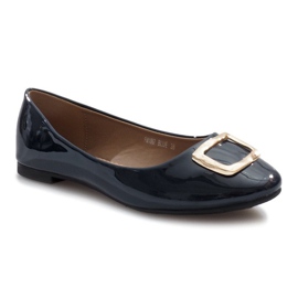 Marineblaue Ballerinas mit Fama-Schnalle
