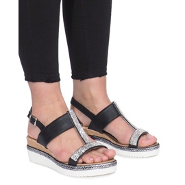 Schwarze Keilsandaletten Sixth Sens