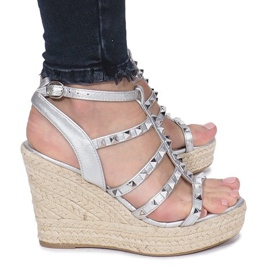 Silberne Keilsandalen Mood Espadrilles grau