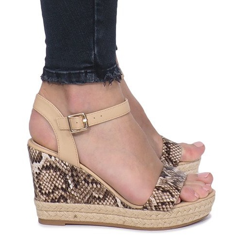 Beige Keilsandalen Busy Espadrilles