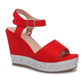 Reiserote Keilsandalen