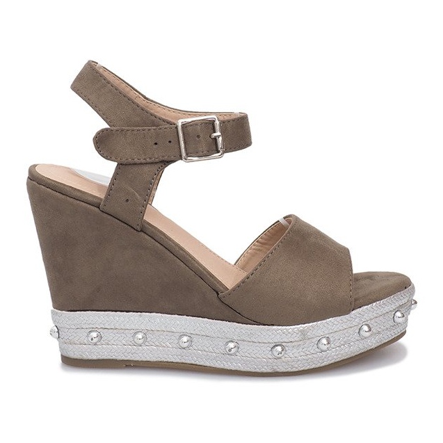 Reisegrüne Keilsandalen mehrfarbig