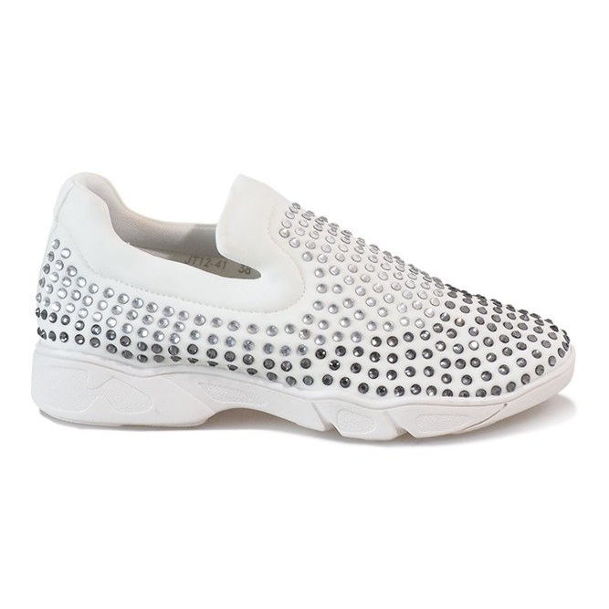 Weiße diamantbesetzte Spot-Schuhe JT12-41